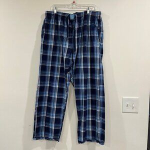 Psycho Bunny Pajama Pants Men's Large  Blue Plaid Lounge Straight Leg Jammies